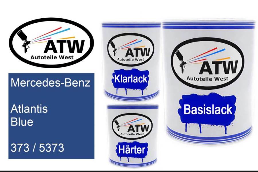 Mercedes-Benz, Atlantis Blue, 373 / 5373: 1L Lackdose + 1L Klarlack + 500ml Härter - Set, von ATW Autoteile West.
